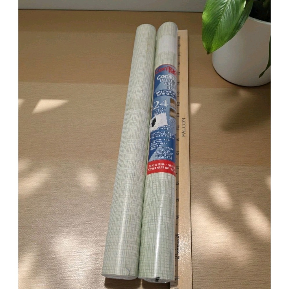2 Rolls Vintage Con-Tact Paper Grass Cloth Pattern 24 ft Liner | 1970s Retro